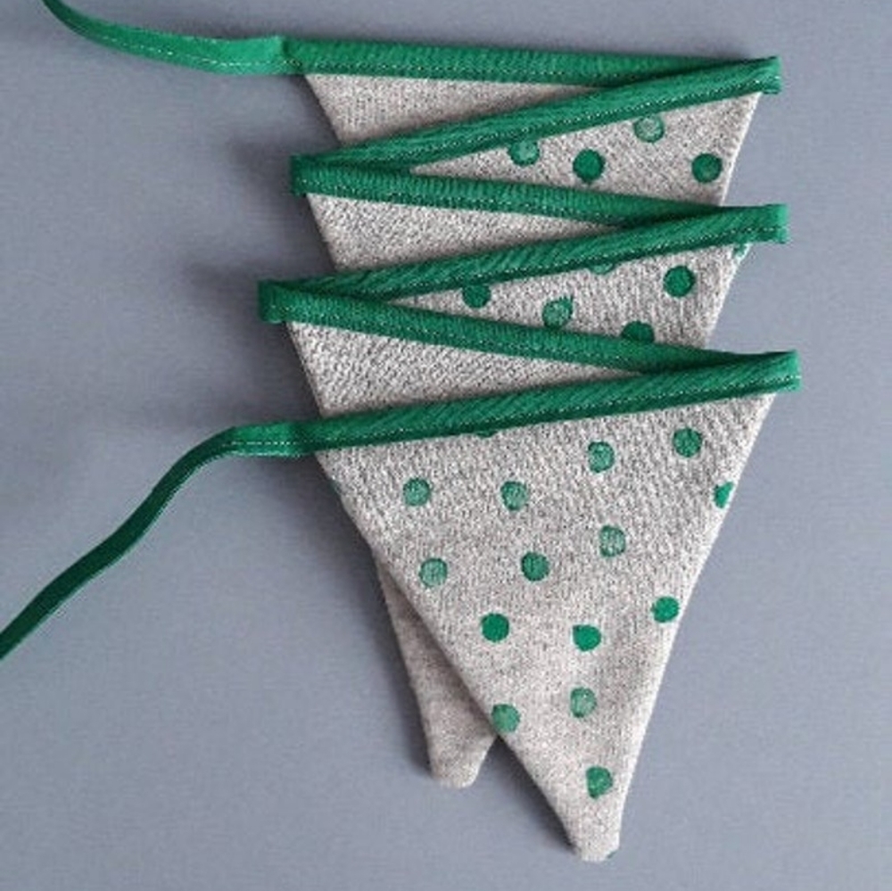 Wall hanging decor | wall tapestry | Green bunting | gray fabric garland
